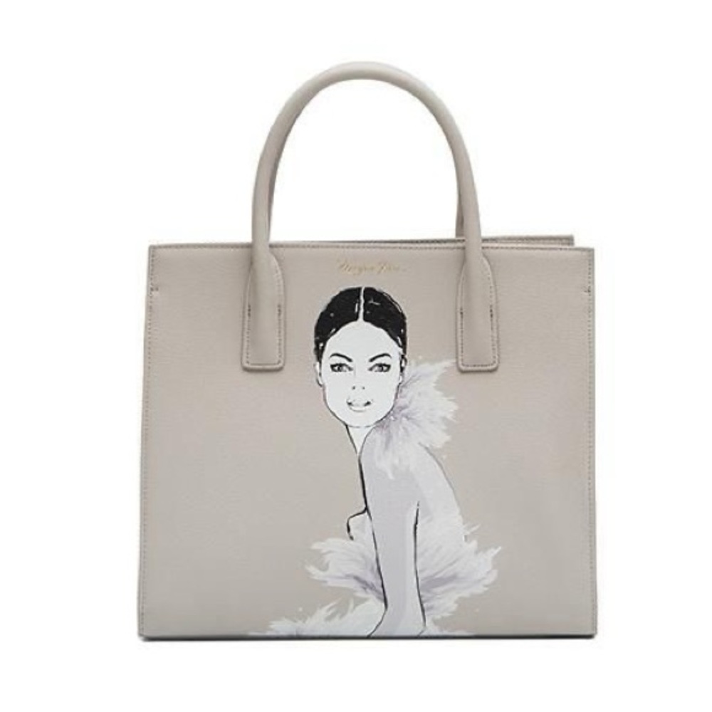 Stylish Beige Tote with Artistic Design